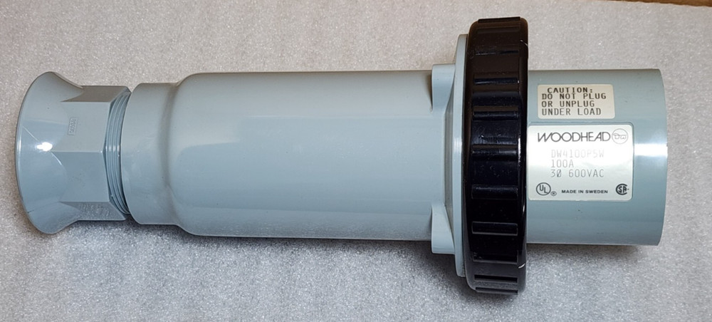 4100P5W Pin & Sleeve Plug 100 Amp 3 Phase 600 Volt, Woodhead DW4100P5W
