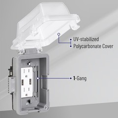 Bates- Weatherproof Electrical Outlet Cover, 1-Gang, Outdoor Plug Cover