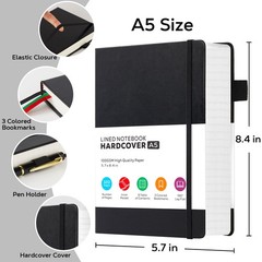 Hardcover Lined Notebook Journal for Writing, 320 Pages Leather Thick College…