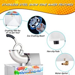 VNN 48L Electric Snow Cone Machine Ice Shaver Maker Shaving Crusher Dual Blades
