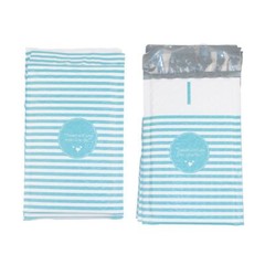 50 4×8 Packed with Love from Us to You Blue Stripe Poly Bubble Envelopes Mailers