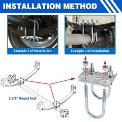 1Set Trailer U Bolt Kit for 3500 lbs 2-3/8″ Round Axle 6-1/4″ Long 1/2” Diame…
