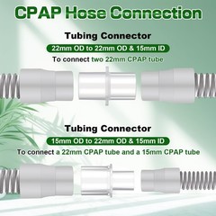 Geiserailie 4 Pack CPAP Hose Adapter, 15mm and 22mm Tubing Diameters Clear