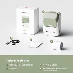NIIMBOT B1 Label Maker Machine with Tape Portable Bluetooth Thermal Printer GN