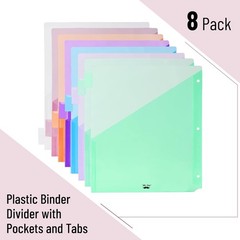 8 Colorful Pocket Dividers for Binders – Durable, Tear-Resistant & Customizable