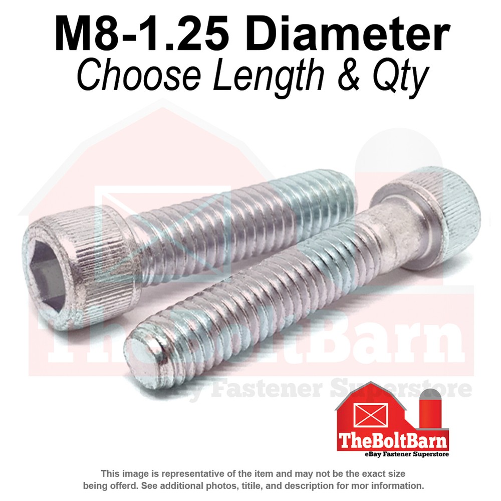 M8-1.25 Class 12.9 Coarse Socket Head Cap Screws Zinc Clear(Choose Length & Qty)