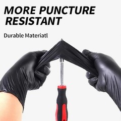 Black Nitrile Gloves 5 Mil Heavy Duty Powder Free Disposable Mechanic Tattoo