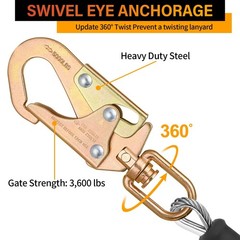 TRSMIMA Fall Protection Retractable Lanyard – 20ft 20ft, ORANGE