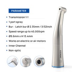 Dental 1:1 Fiber Optic Contra Angle Handpiece Internal Spray Push Button E-Type