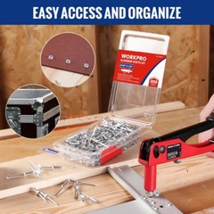 WORKPRO 200PC Aluminum Blind Rivet 3/16″x1/2″ Pop Rivet Assortment Steel Mandrel