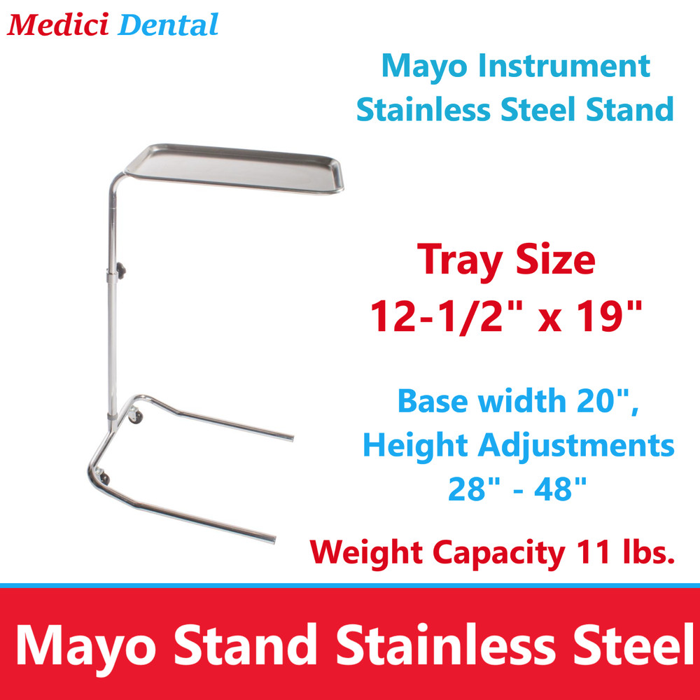 DUKAL TECH-MED MAYO STAND Mayo Stand, Mobile Base, (5) Casters, 12.5″ x 19″ Tray