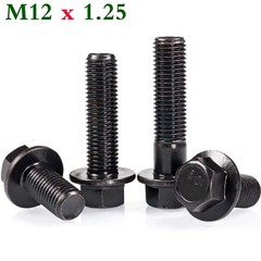 M12 x 1.25 Fine Thread Class 10.9 Hex Head Flange Screws Frame Bolts Black Oxide