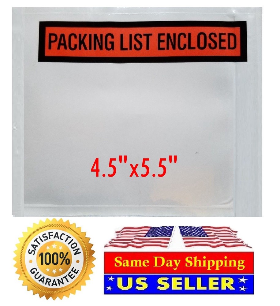 100- 4.5 x 5.5 Packing List Envelopes 4 1/2 x 5 1/2″ Invoice Slip Enclosed Pouch