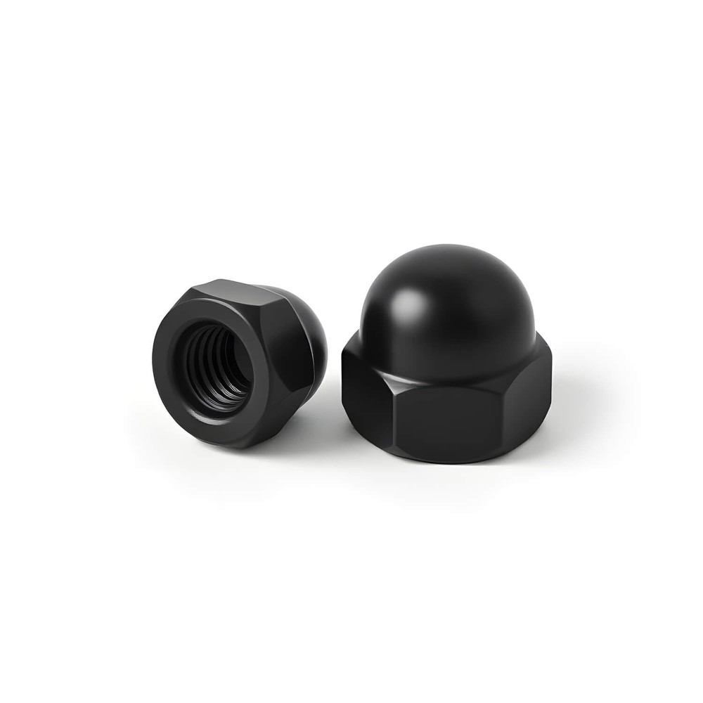 M6 50 Pack Hex Head Acorn Cap Nuts, Black Oxide 304 Stainless Steel 18-8 Hexa…