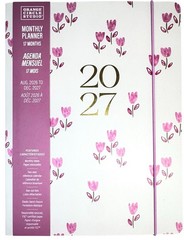 2027 Orange Circle Studio Monthly Planner 17 Months Pink FLORAL Tulips MEDIUM