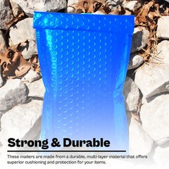 7.5 x 11 Glamour Metallic Blue Poly Bubble Mailers Padded Envelope 250 Pcs