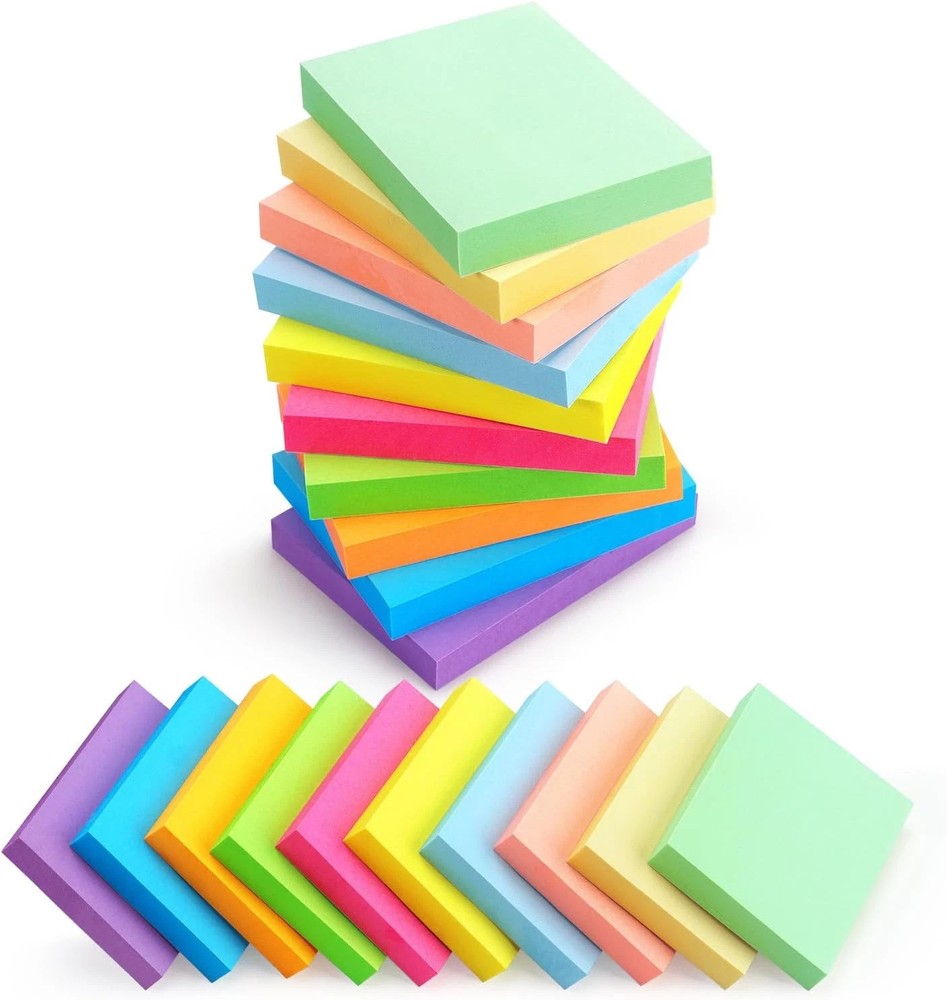 20 Pads Sticky Notes 10 Colors 100 Sheets Small Memo Notes 1.5×2 Inch