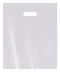 12×15 White Plastic Merchandise Bags, Glossy Finish, Medium Inches,