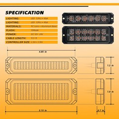 8PCS Ultra Slim LED Strobe Lights Amber White Warning Flashing Kit for Trucks