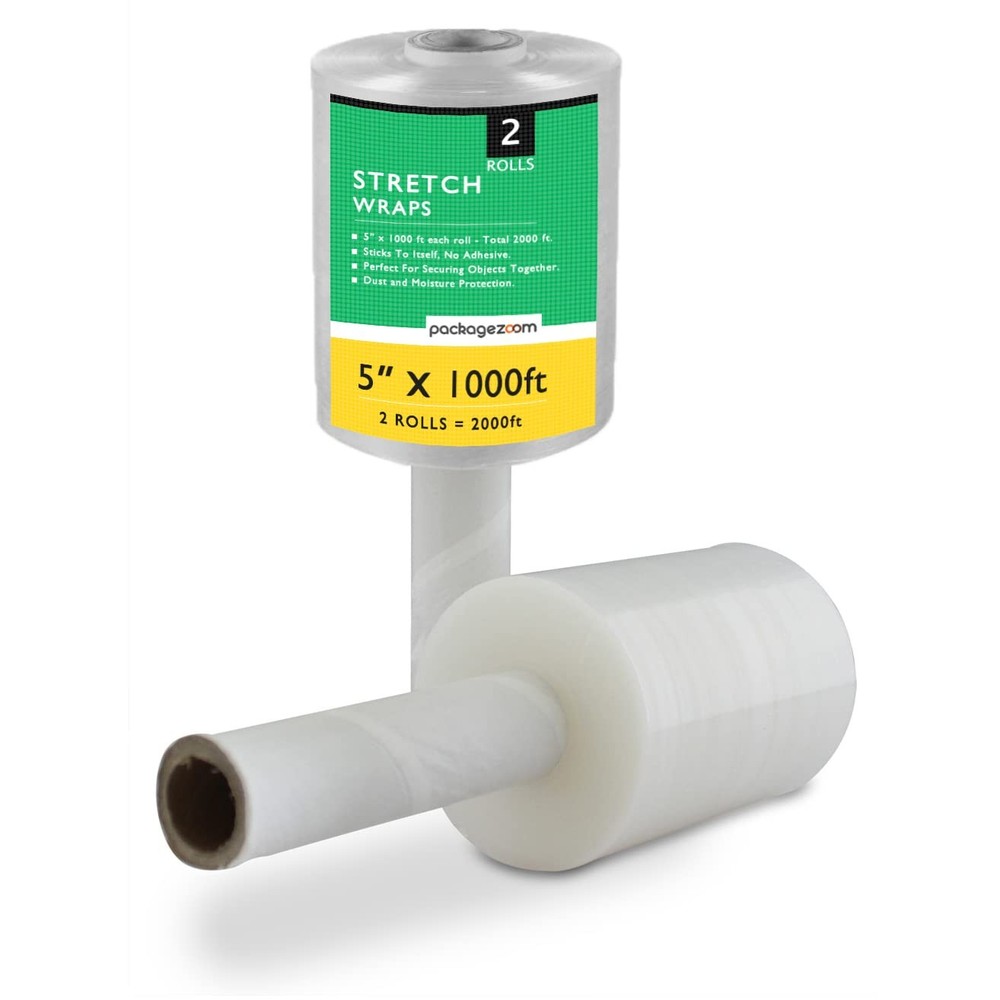 Industrial Strength Hand Stretch Wrap 5″ Rolls 1000 Ft Hand Wrap Film Stretch
