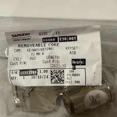 Sargent Assa Abloy Removable Core Large Format Cam Cylinder DG2630015 W/2keys B7