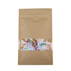 100 Kraft Craft Mylar Flat QuickQlick™ Pouches w/Clear Window Multiple Sizes