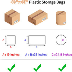 40″ x 60″ Extra Large Clear Plastic Storage Bags, 4 Pack Huge Waterproof Stor…