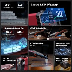 Professional-Grade Plasma Cutter: 1/2 Inch Clean Cuts & Smart Cooling System