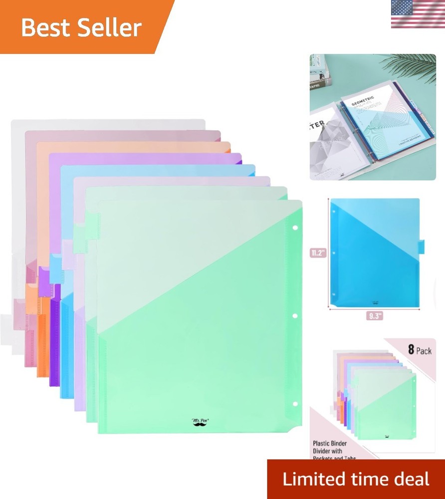 8 Colorful Pocket Dividers for Binders – Durable, Tear-Resistant & Customizable
