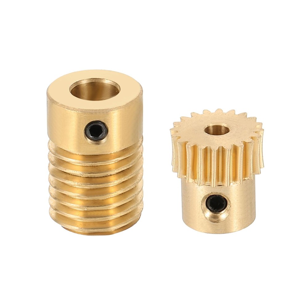 uxcell Worm Gear Set 20T 0.5 Module 20:1 Gear-3mm, Rod-6mm Bore, Silver