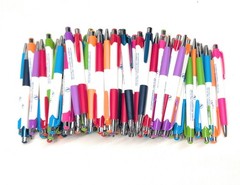 100ct Bulk Lot Misprint Rubber Grip Click Pens MARDI GRAS Hub Pen: MULTI COLOR