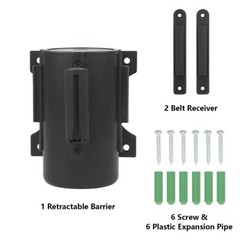 Wall Mount Retractable Belt 16 Foot, Crowd Control Wall Barrier w/ Steel Case