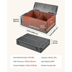 Uimoso 40Qt Foldable Insulated Food Pan Carrier Food Warmer Non-Electric EPP