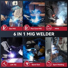 ARCCAPTAIN MIG Welder 250A 6 in 1 Aluminum MIG/Stick/Lift TIG & Welding Helmet🔥