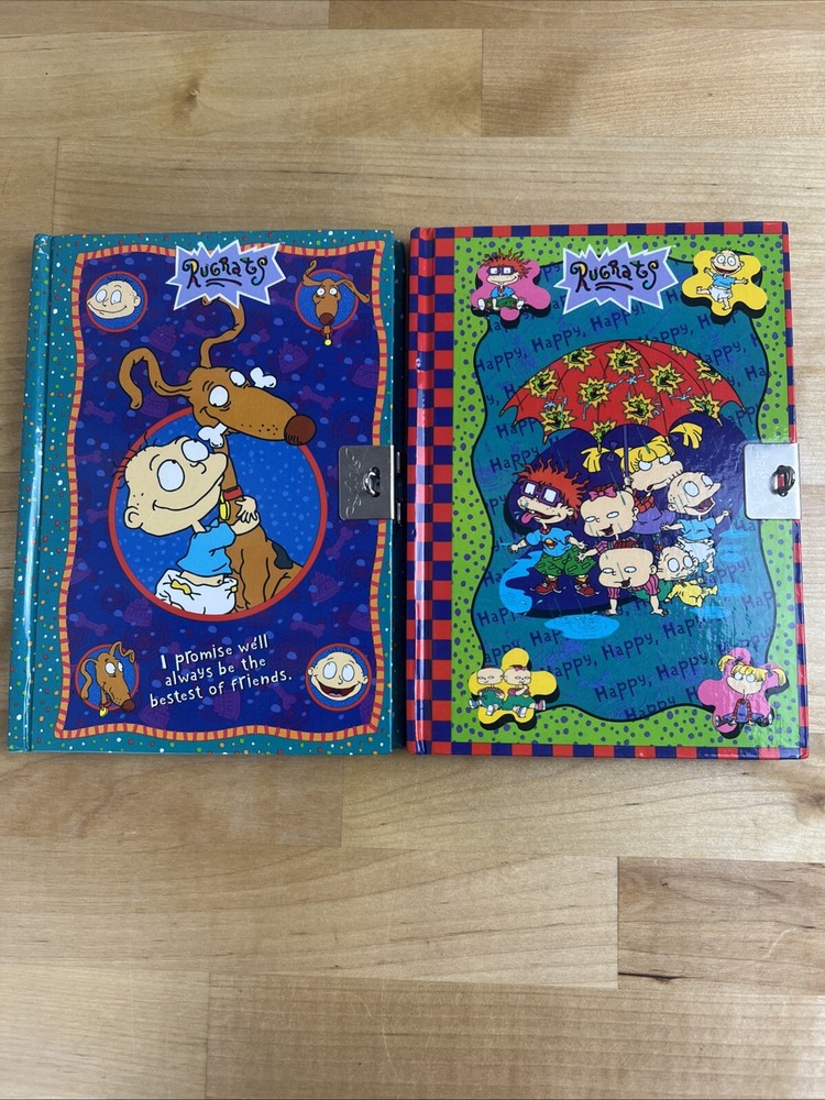 Vintage 1999 Nickelodeon Rugrats Cartoon Diary Journal Set of Two SOME USE