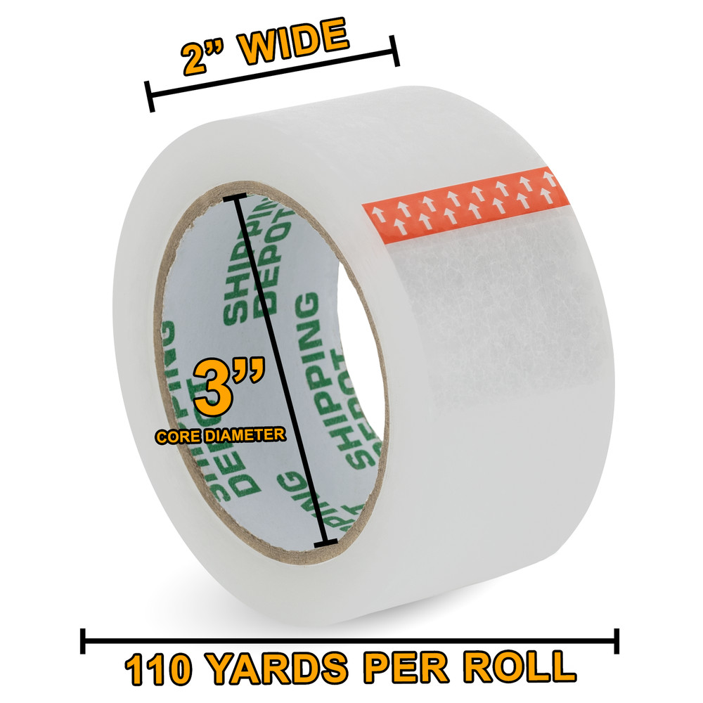 36 Rolls of Shipping Depot Carton Box Sealing Clear Packing Tape 2″ x 110 Yds