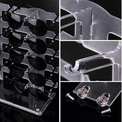 Lamoutor 2 Row Sunglasses Rack Holder Glasses Display Stand Transparent Color