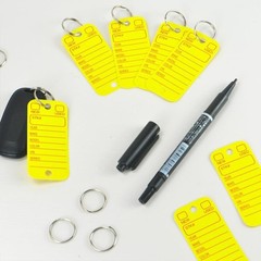 Poly Key Tags Plastic Key Tags w/ 200 Rings & 2 Markers Car Dealer 200 Pieces
