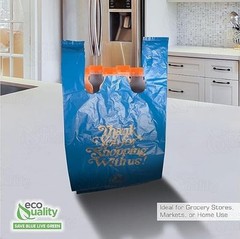 12×6.5×22 Inches Blue Plastic Shopping Bags for Grocery Takeout Retail 320 Pcs