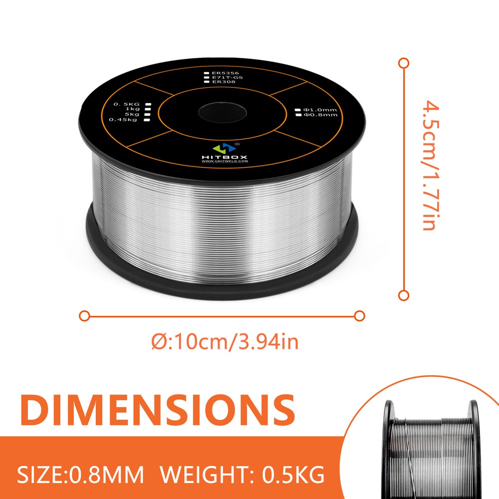 Hitbox® Aluminum Solid MIG Welding Wire .035 – 1 lb/0.5KG ER5356 For Welder DIY