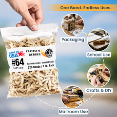 Bulk 3 Pounds – Platinum Rubber Bands USA Postal Size #64 (3-1/2 x 1/4″) 960pcs