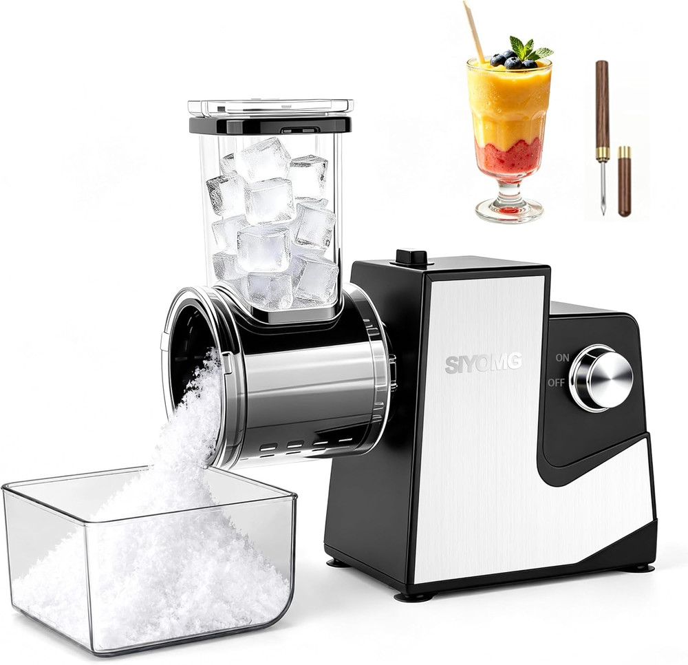 Electric Ice Shaver & Snow Cone Machine – 500W Stainless Steel for Home & Partie
