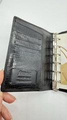 Rare Filofax Pocket Topaz Black leather Organizer Planner unused retired