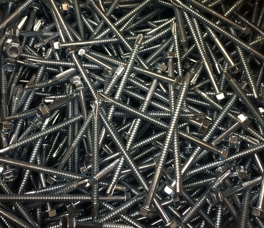 (100) Hex Washer Head 1/4 x 4 Self-Drilling Tek Screw IHW #14