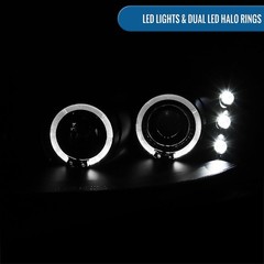 1998 2004 Dodge Intrepid LED Dual Rims Projector Headlights Pair Black