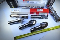 LOT ( 7 PCS ) NEW MISC HANITA YG OSG HTC INTERSTATE LARGE MACHINIST HSS ENDMILLS