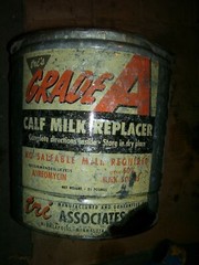 VINTAGE GRADE A MILK REPLACER TIN BUCKET – FARM HOUSE DECOR – 1950 ??