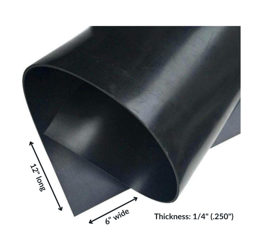 Neoprene Rubber Sheet Solid 1/4 Thick 6″ wide x 12″ 60A Duro Black