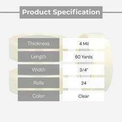 24 Rolls – 4 Mil 3/4″ x 60 Yards Economy Fiberglass Strapping Filament Tape