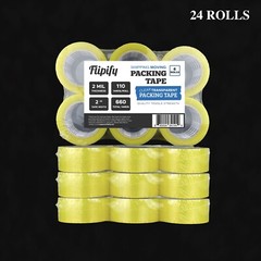 24 Big rolls Carton Sealing Clear Packing Shipping Box Tape 2 Mil 2″ x 110 Yards